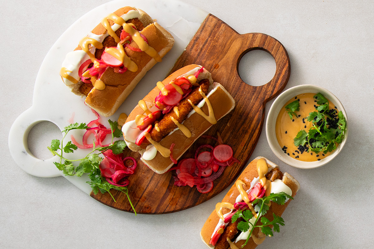 Crumbed pork fillet sando