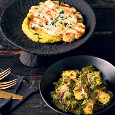 Roasted cauliflower steak with turmeric-and-Gruberg cauliflower purée