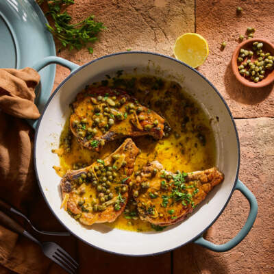 Pork loin chop piccata