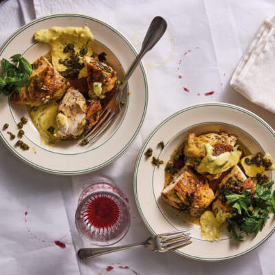 Roast chicken with Paloise sauce