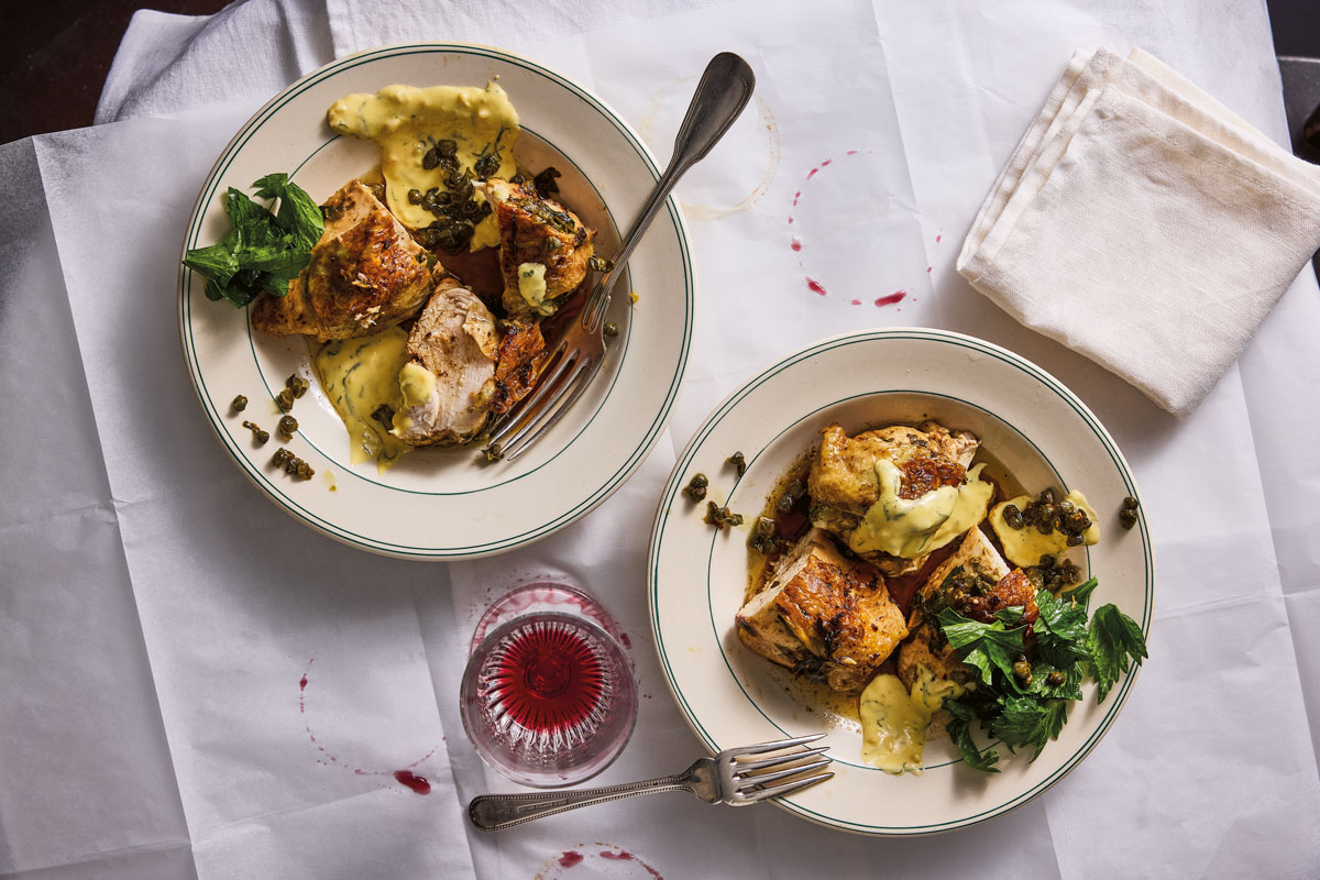 Roast chicken with Paloise sauce | Woolworths TASTE