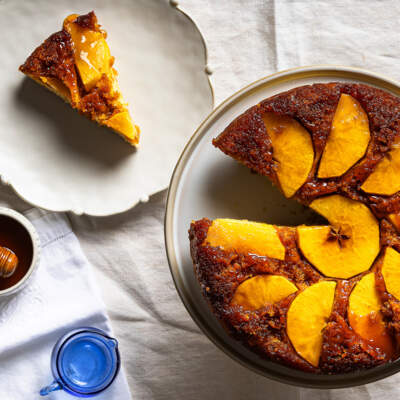 Upside-down honey-and-apple cake