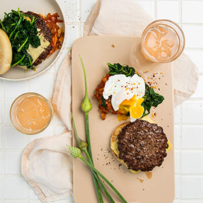 Wagyu burger breakfast sandwich