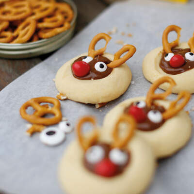 Reindeer chocolate shortbread cookies