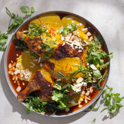 Simple roast chicken with sunshiny apricot sauce