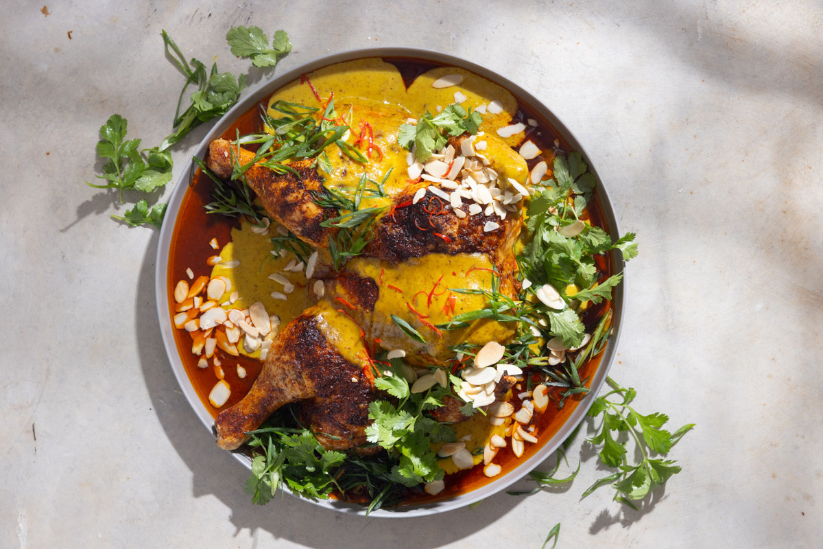 Simple roast chicken with sunshiny apricot sauce