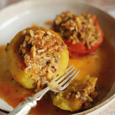 Yiayia’s yemista (Greek stuffed tomatoes, peppers and squash)