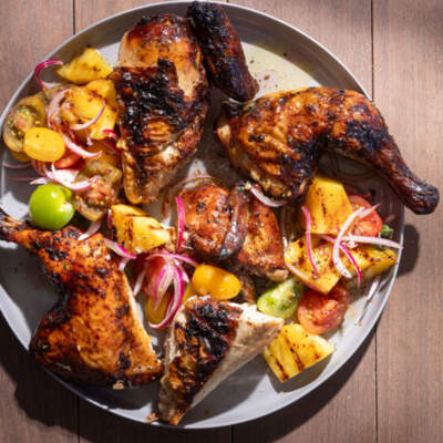 Butter-glazed smoked chicken