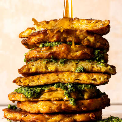 Corn-and-Cheddar flapjacks