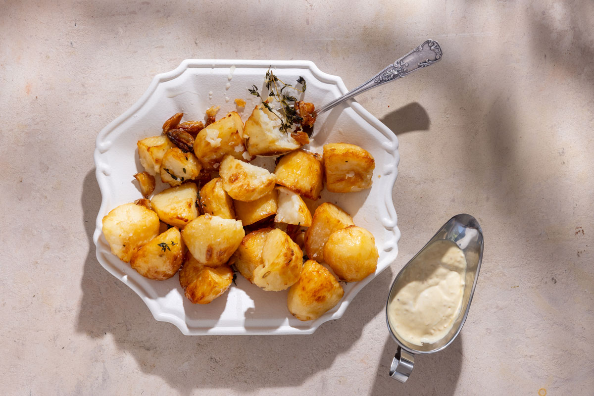Fluffy duck-fat roast potatoes