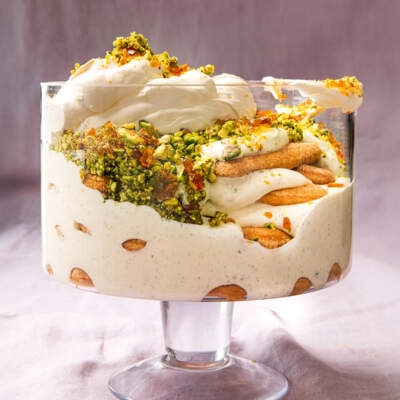 Pistachio-and-rose tiramisu