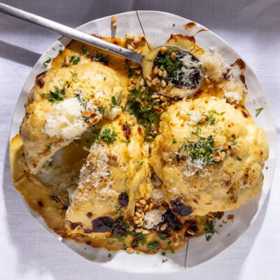Roast cauliflower in Welsh rarebit