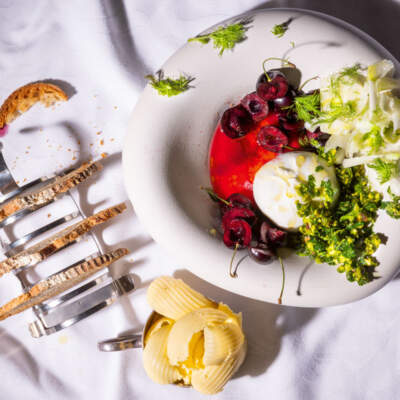 Cherry pistachio salsa salad