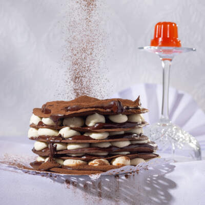 Chocolate tuile cake