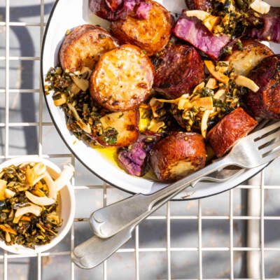 Fondant sweet potatoes with curried XO sauce