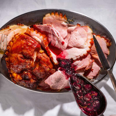 Gammon with jammy cherry sauce