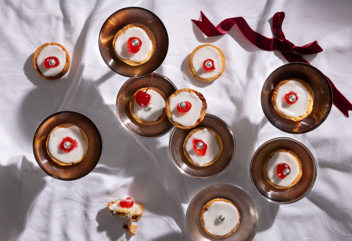 Glazed cherry Bakewell tarts