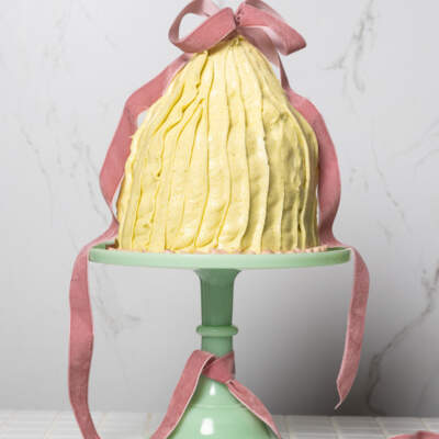 Pistachio-and-cherry cake stack