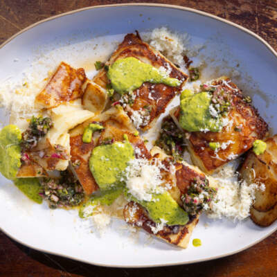 Potato dauphinoise with green goddess dressing