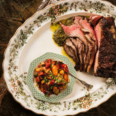 Roast rump with Tamil crust