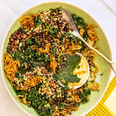 Sorghum salad with spinach