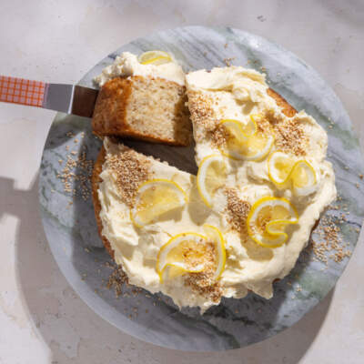 Preserved lemon sesame cake with cream cheese frosting