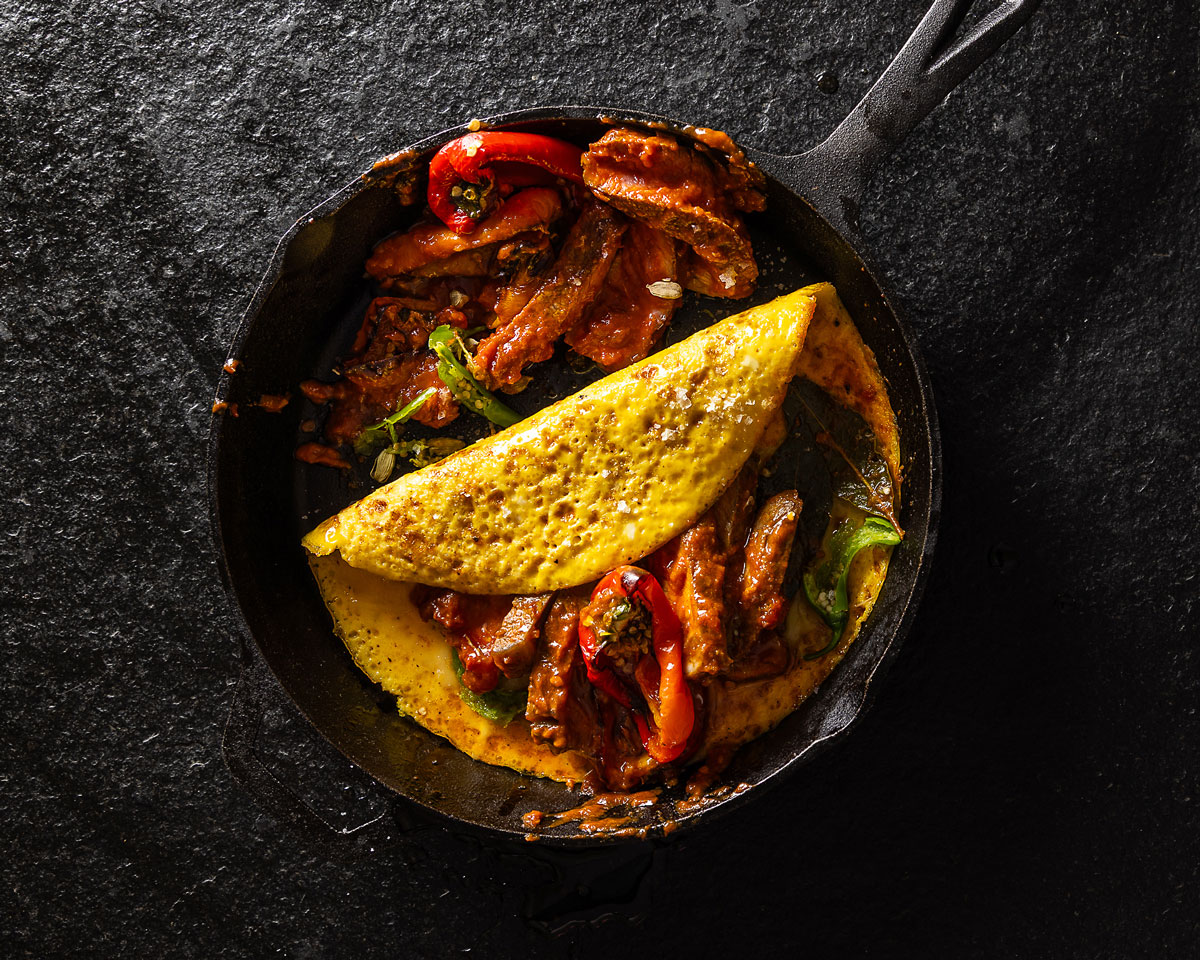 Masala steak omelettes