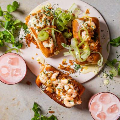 Prawn rolls with home-made garlic-and-lime mayonnaise