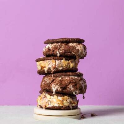 Stracciatella ice-cream sandwiches