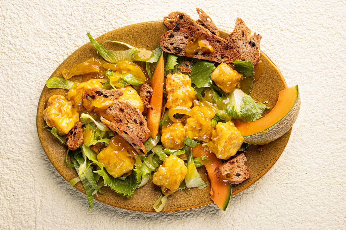 HOT CROSS BUN AND MELON SUMMER SALAD