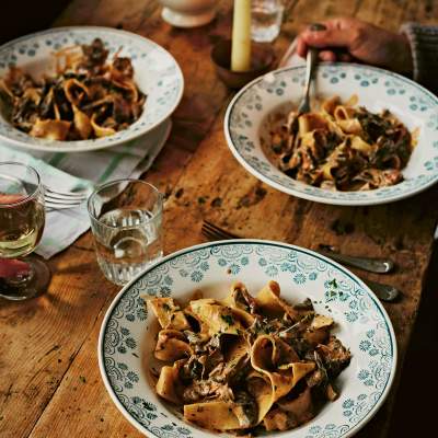 Hungarian mushroom paprikash stew
