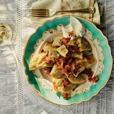 Polish pierogi with sauerkraut and mushrooms