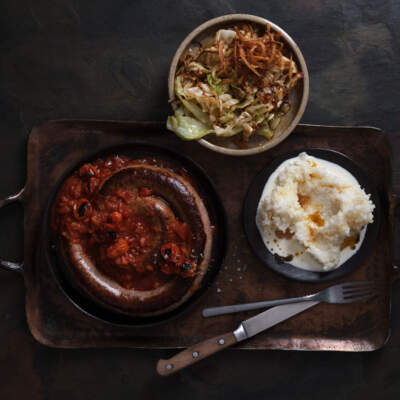 Boerewors with mielie rice and cabbage