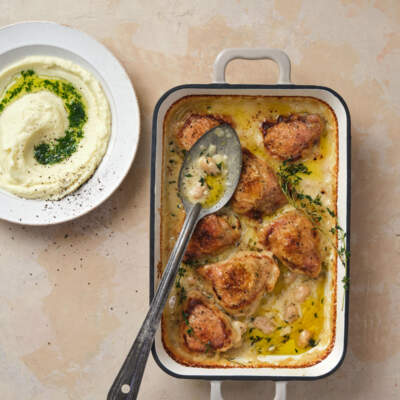 Chicken casserole with mashed potatoes