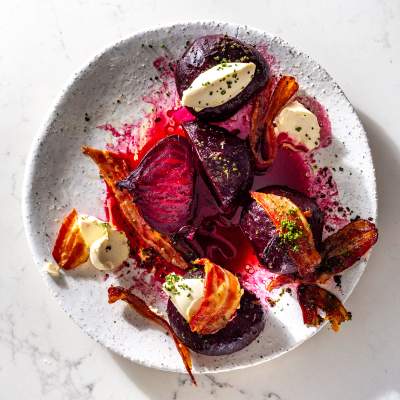 “Jacket” beetroot with all the classic toppings