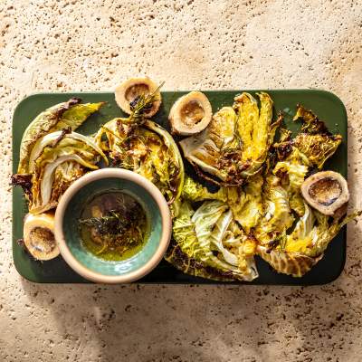 Roast cabbage with bone marrow brown butter