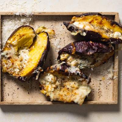 Four-cheese and miso butter Flavourburst sweet potatoes