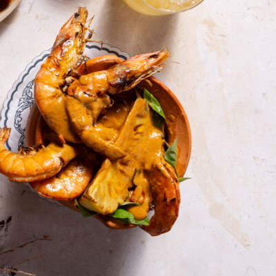 Prawn-and-pineapple red curry with rice noodles