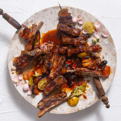 Lamb skewers with apricot jam glaze