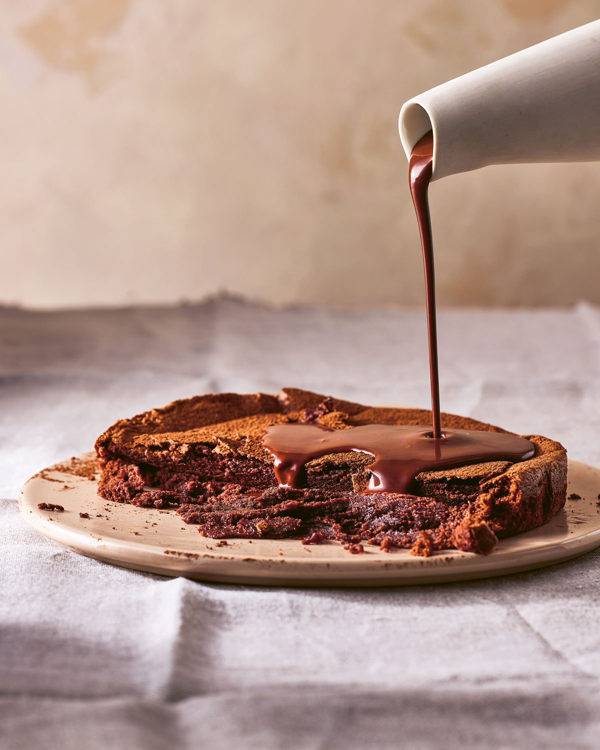 GOOEY CHOCOLATE CAKE WITH DECADENT HOT CHOCOLATE GANACHE