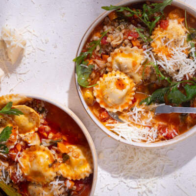 Hearty lentil and girasoli soup