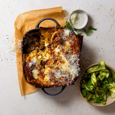 Mushroom lasagne with burrata & pecorino