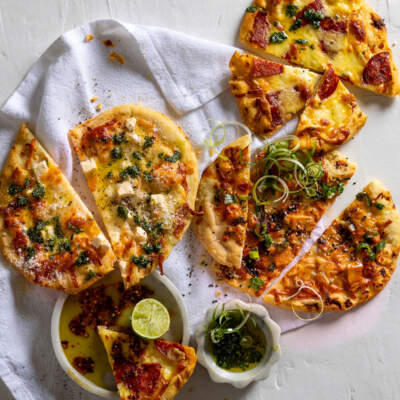 Pizza date night with sparkling lime and mint drinks