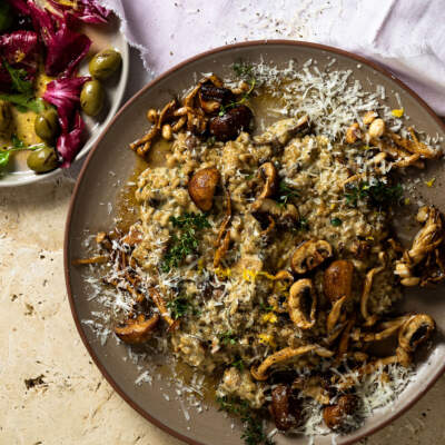 Wild mushroom risotto with Italian leaf salad