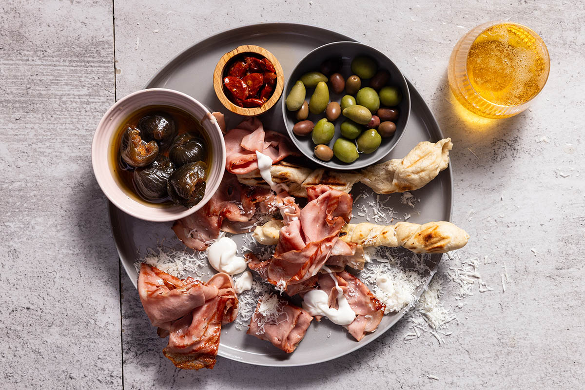 Charred mortadella anti pasto