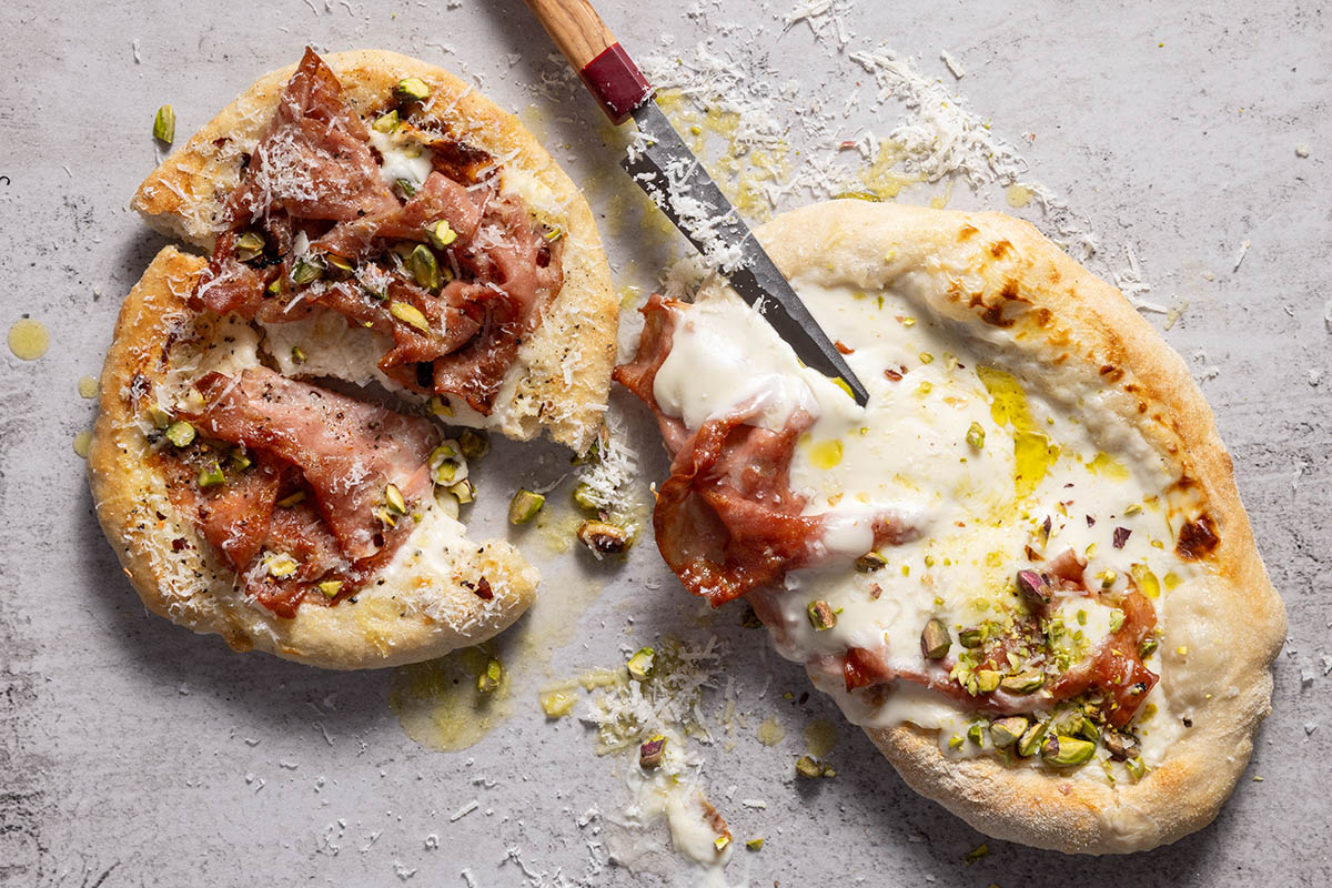 Mini mortadella pizza