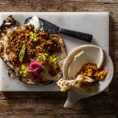 Beef mince curry burritos
