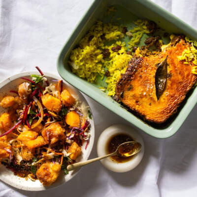 Bobotie with a brumbed butternut salad dinner