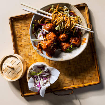 Korean-style meatballs dinner