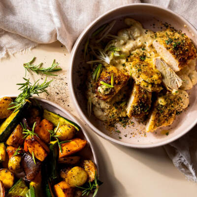 Mozzarella and spring onion chicken